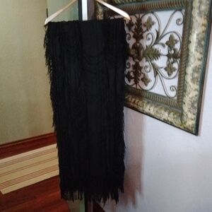 Unique Black Fringed Deconstructed Scarf/Wrap